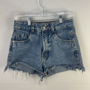 Elly Regular Blue Wash Denim Cut Off Shorts Womens Size 38 Cotton